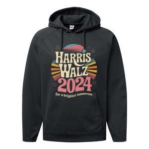 Retro Harris Walz 2024 Kamala Harris Tim Walz Election Performance Fleece Hoodie