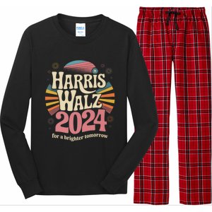 Retro Harris Walz 2024 Kamala Harris Tim Walz Election Long Sleeve Pajama Set