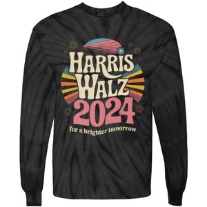 Retro Harris Walz 2024 Kamala Harris Tim Walz Election Tie-Dye Long Sleeve Shirt