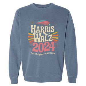 Retro Harris Walz 2024 Kamala Harris Tim Walz Election Garment-Dyed Sweatshirt