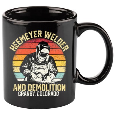 Retro Heemeyer Welding Demolition Grandby Colorado Welder 11oz C Handle Ceramic Mug