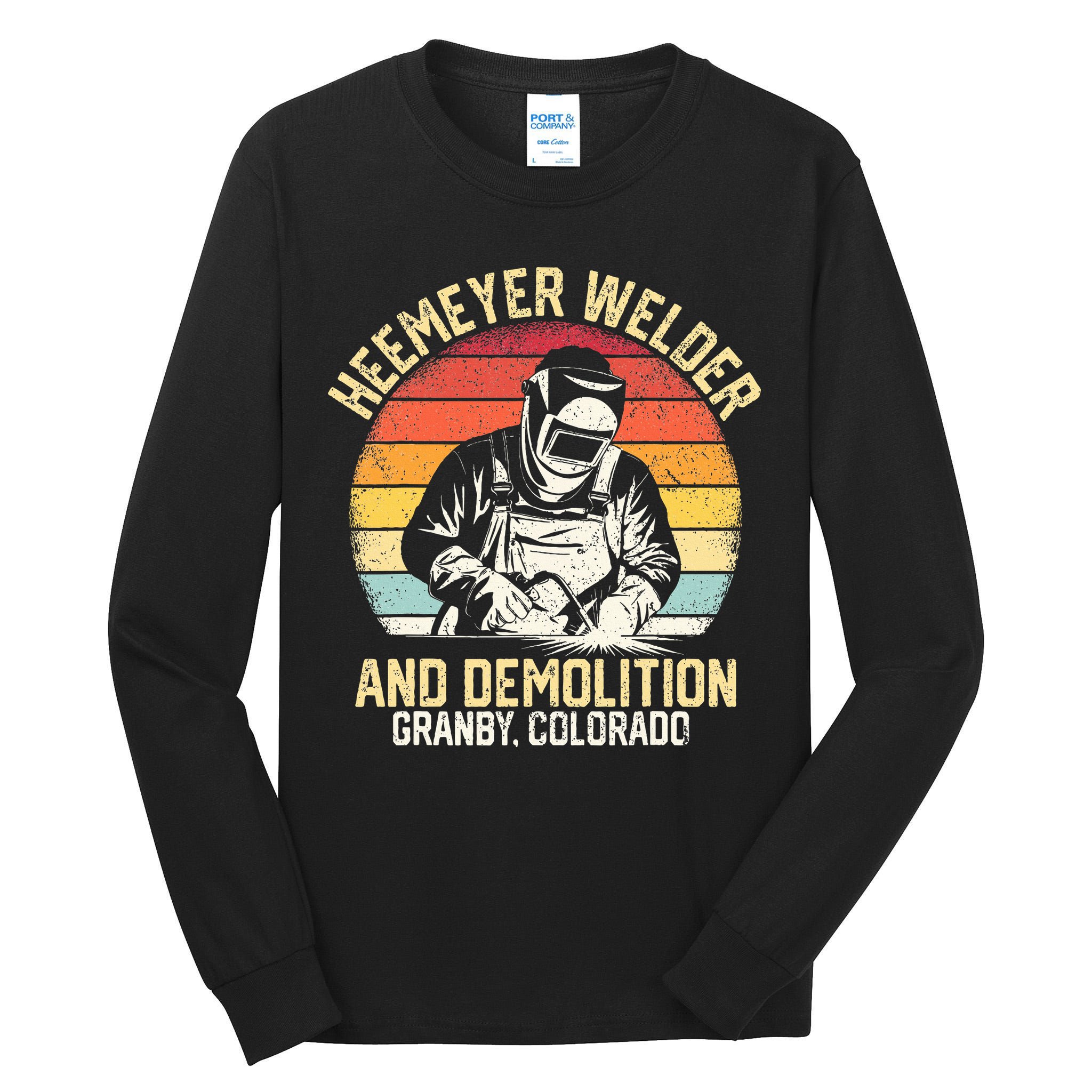 Retro Heemeyer Welding Demolition Grandby Colorado Welder Tall Long Sleeve T-Shirt