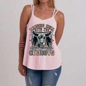 Raising Hell With The Hippies And Cow Western Cowgirl Women's Strappy Tank