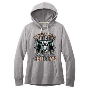 Raising Hell With The Hippies And Cow Western Cowgirl Women's Fleece Hoodie