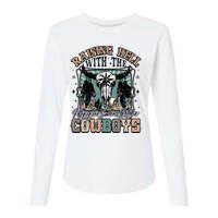 Raising Hell With The Hippies And Cow Western Cowgirl Womens Cotton Relaxed Long Sleeve T-Shirt