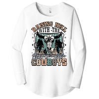 Raising Hell With The Hippies And Cow Western Cowgirl Women's Perfect Tri Tunic Long Sleeve Shirt