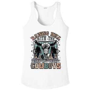 Raising Hell With The Hippies And Cow Western Cowgirl Ladies PosiCharge Competitor Racerback Tank