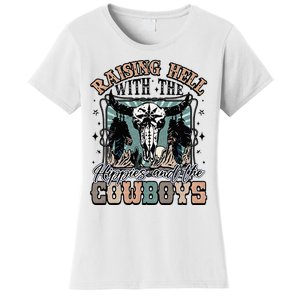 Raising Hell With The Hippies And Cow Western Cowgirl Women's T-Shirt