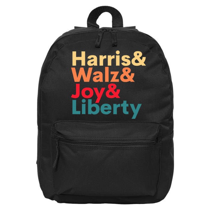 Retro Harris Walz Waltz 2024 Harris Walz Joy Liberty 16 in Basic Backpack