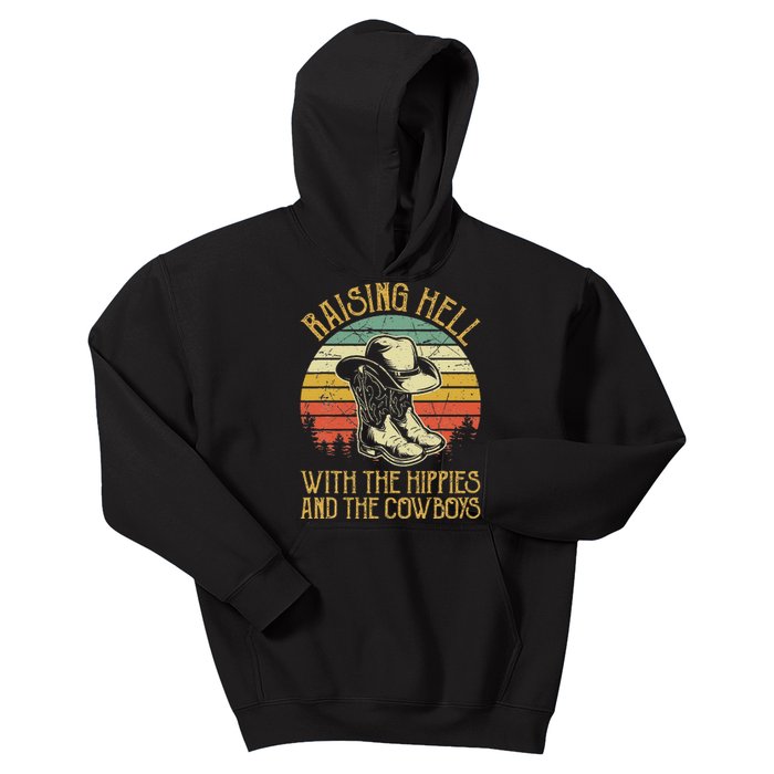 Raisin Hell With The Hippies And The Cowboys Kids Hoodie