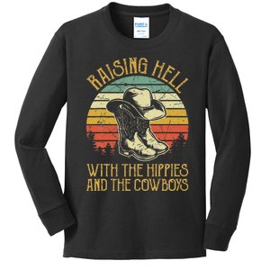 Raisin Hell With The Hippies And The Cowboys Kids Long Sleeve Shirt