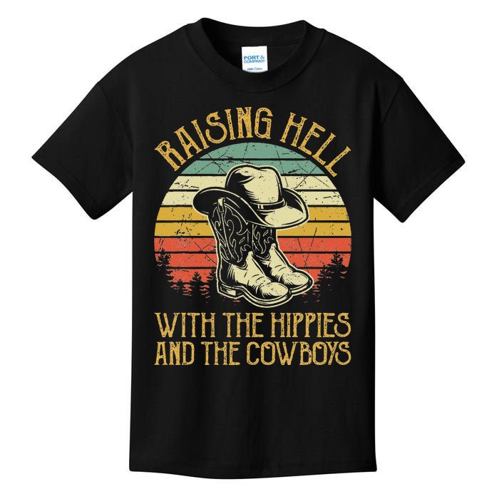 Raisin Hell With The Hippies And The Cowboys Kids T-Shirt