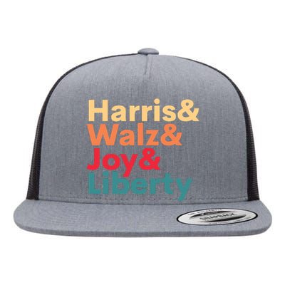 Retro Harris Walz Waltz 2024 Harris Walz Joy Liberty Flat Bill Trucker Hat