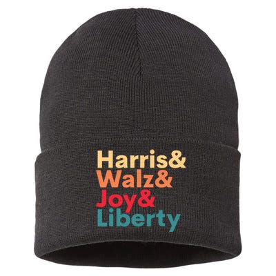 Retro Harris Walz Waltz 2024 Harris Walz Joy Liberty Sustainable Knit Beanie