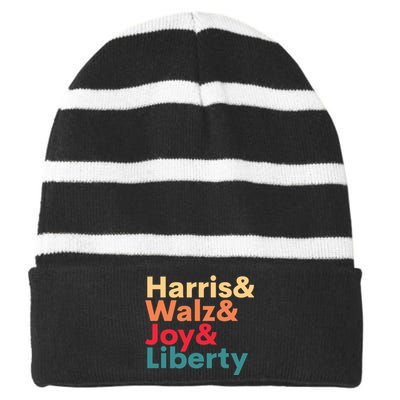 Retro Harris Walz Waltz 2024 Harris Walz Joy Liberty Striped Beanie with Solid Band