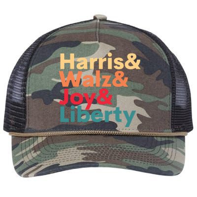 Retro Harris Walz Waltz 2024 Harris Walz Joy Liberty Retro Rope Trucker Hat Cap