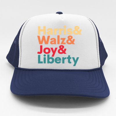 Retro Harris Walz Waltz 2024 Harris Walz Joy Liberty Trucker Hat