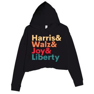 Retro Harris Walz Waltz 2024 Harris Walz Joy Liberty Crop Fleece Hoodie