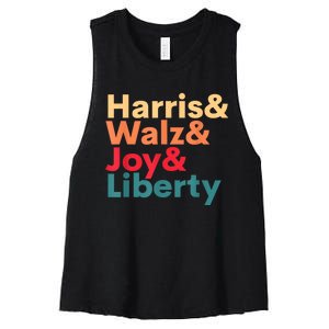 Retro Harris Walz Waltz 2024 Harris Walz Joy Liberty Women's Racerback Cropped Tank