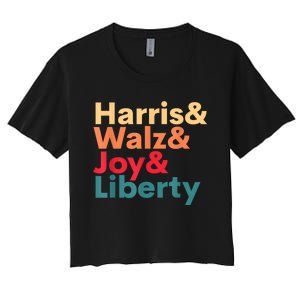 Retro Harris Walz Waltz 2024 Harris Walz Joy Liberty Women's Crop Top Tee