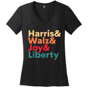 Retro Harris Walz Waltz 2024 Harris Walz Joy Liberty Women's V-Neck T-Shirt