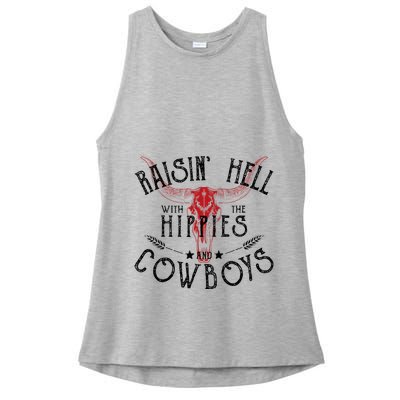 Raisin Hell With The Hippies And The Cowboys Country Ladies PosiCharge Tri-Blend Wicking Tank