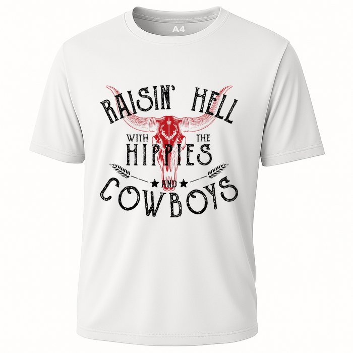 Raisin Hell With The Hippies And The Cowboys Country Cooling Performance Crew T-Shirt