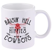 Raisin Hell With The Hippies And The Cowboys Country 11oz C Handle Ceramic Mug