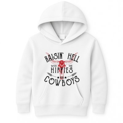 Raisin Hell With The Hippies And The Cowboys Country Kids Hoodie