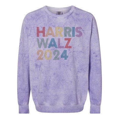 Rainbow Harris Waltz 2024 Election Kamala Harris Tim Walz Colorblast Crewneck Sweatshirt