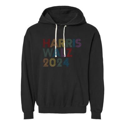 Rainbow Harris Waltz 2024 Election Kamala Harris Tim Walz Garment-Dyed Fleece Hoodie