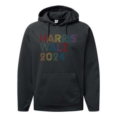 Rainbow Harris Waltz 2024 Election Kamala Harris Tim Walz Performance Fleece Hoodie