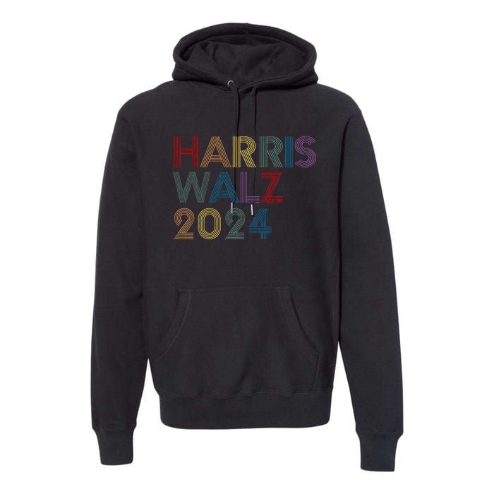 Rainbow Harris Waltz 2024 Election Kamala Harris Tim Walz Premium Hoodie