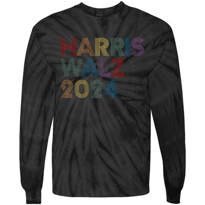 Rainbow Harris Waltz 2024 Election Kamala Harris Tim Walz Tie-Dye Long Sleeve Shirt