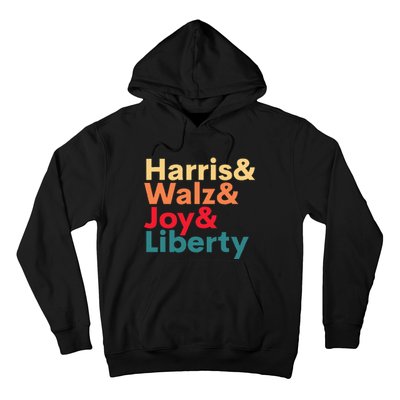 Retro Harris Walz Waltz 2024 Harris Walz Joy Liberty Hoodie