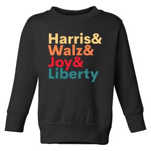 Retro Harris Walz Waltz 2024 Harris Walz Joy Liberty Toddler Sweatshirt