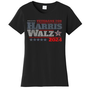 Retro Harris Waltz Veterans For Kamala Harris Tim Walz 2024 Gift Women's T-Shirt