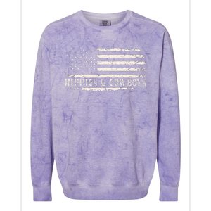 Raisin Hell With The Hippies And Cowboys Country Colorblast Crewneck Sweatshirt