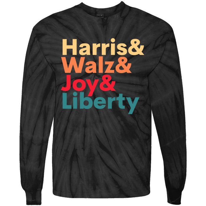 Retro Harris Walz Waltz 2024 Harris Walz Joy Liberty Tie-Dye Long Sleeve Shirt