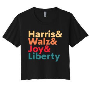 Retro Harris Walz Waltz 2024 Harris Walz Joy Liberty Women's Crop Top Tee