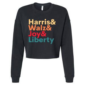 Retro Harris Walz Waltz 2024 Harris Walz Joy Liberty Cropped Pullover Crew