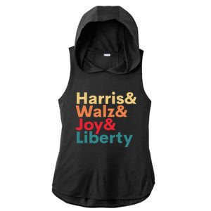 Retro Harris Walz Waltz 2024 Harris Walz Joy Liberty Ladies PosiCharge Tri-Blend Wicking Draft Hoodie Tank