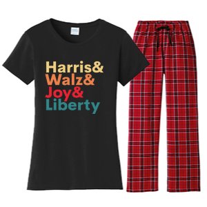 Retro Harris Walz Waltz 2024 Harris Walz Joy Liberty Women's Flannel Pajama Set