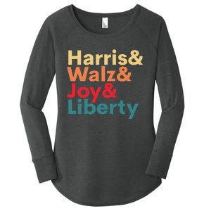 Retro Harris Walz Waltz 2024 Harris Walz Joy Liberty Women's Perfect Tri Tunic Long Sleeve Shirt