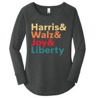 Retro Harris Walz Waltz 2024 Harris Walz Joy Liberty Women's Perfect Tri Tunic Long Sleeve Shirt