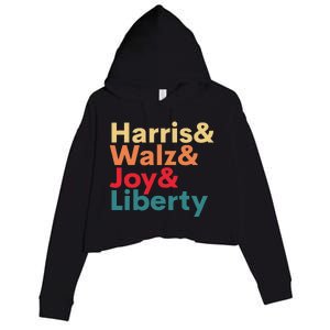 Retro Harris Walz Waltz 2024 Harris Walz Joy Liberty Crop Fleece Hoodie