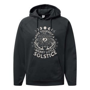 Retro Have Yourself A Merry Little Solstice Yule Holiday Performance Fleece Hoodie