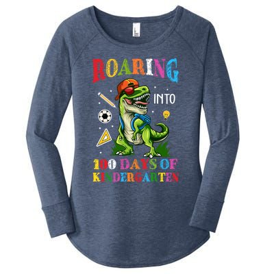 Roaring Into 100 Days Of Kindergarten Back To School Cute Gift Women's Perfect Tri Tunic Long Sleeve Shirt