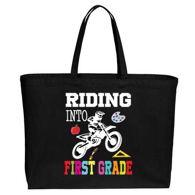 Riding Into 1st Grade Back To School Gift Cotton Canvas Jumbo Tote