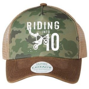 Riding Into 10 Years Old 10th Birthday Boy Dirt Bike Party Legacy Tie Dye Trucker Hat